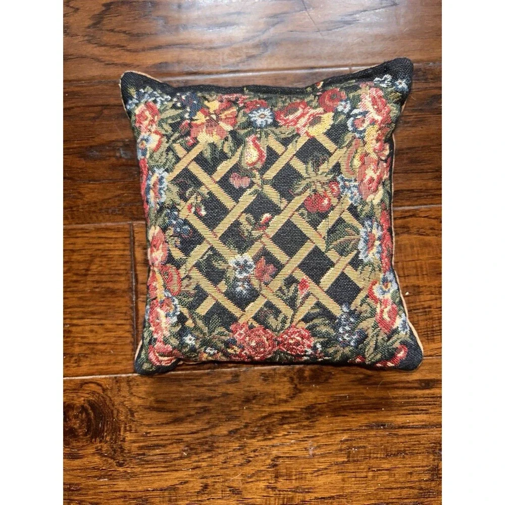 Vtg Tapestry Alphabet Sampler Accent Pillows Set Pair Cottagecore Floral Boho